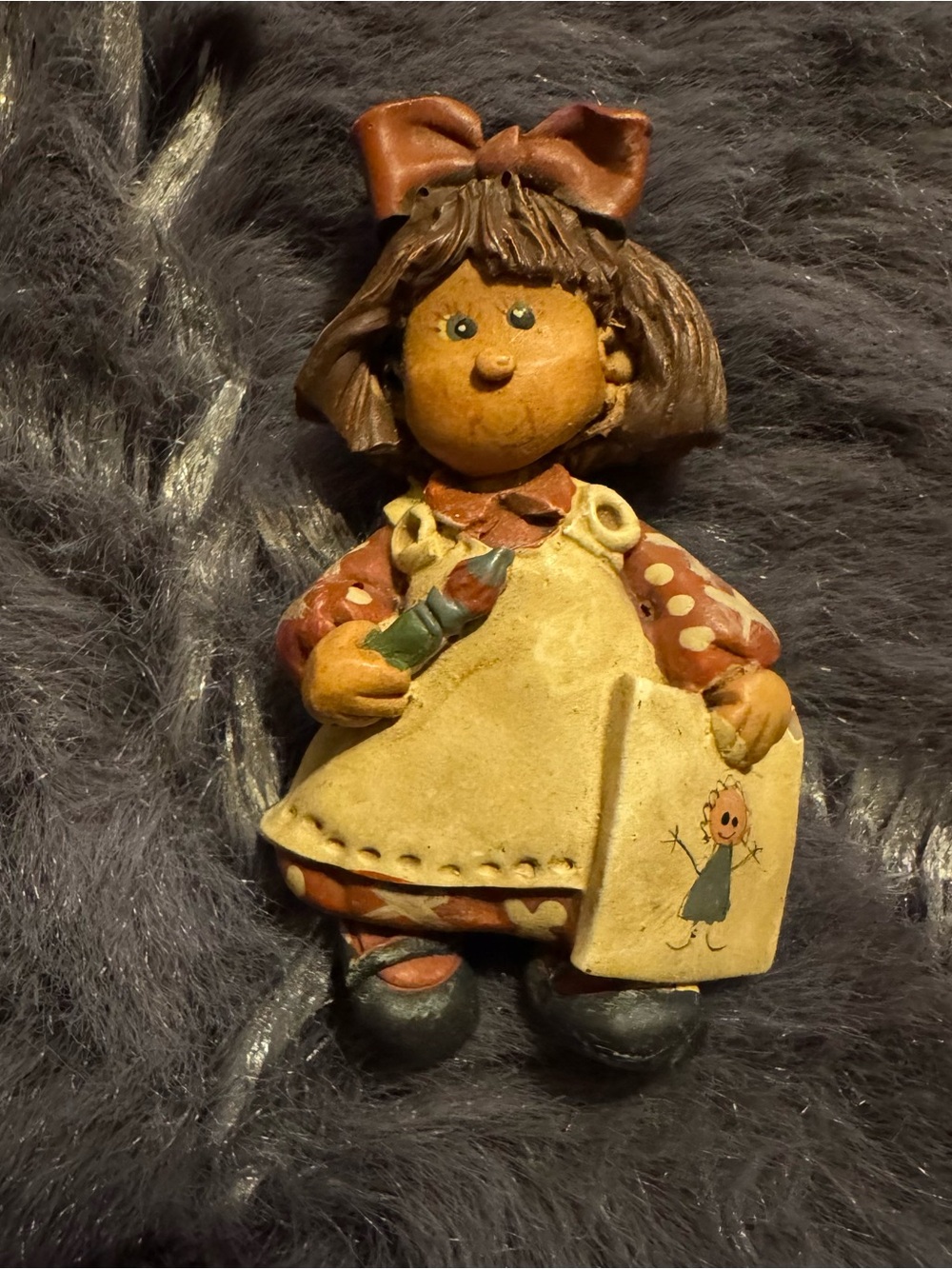 Vintage Artist Girl Brooch Pin Lapel Teacher Whimsy